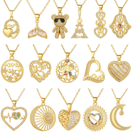 18K Gold Plating necklace charms